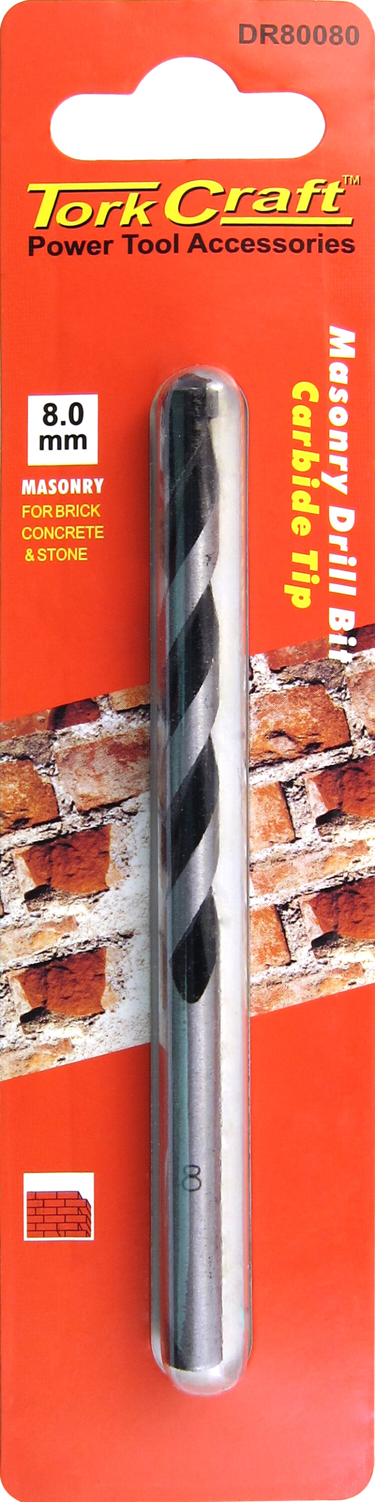 Tork Craft Drill Bit Masonry/Concrete 8.0mm (1) Card DR80080