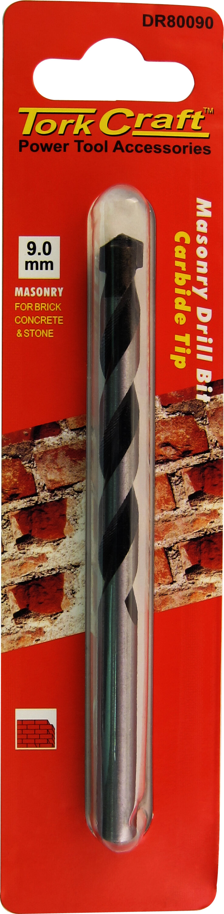 Tork Craft Drill Bit Masonry/Concrete 9.0mm (1) Card DR80090