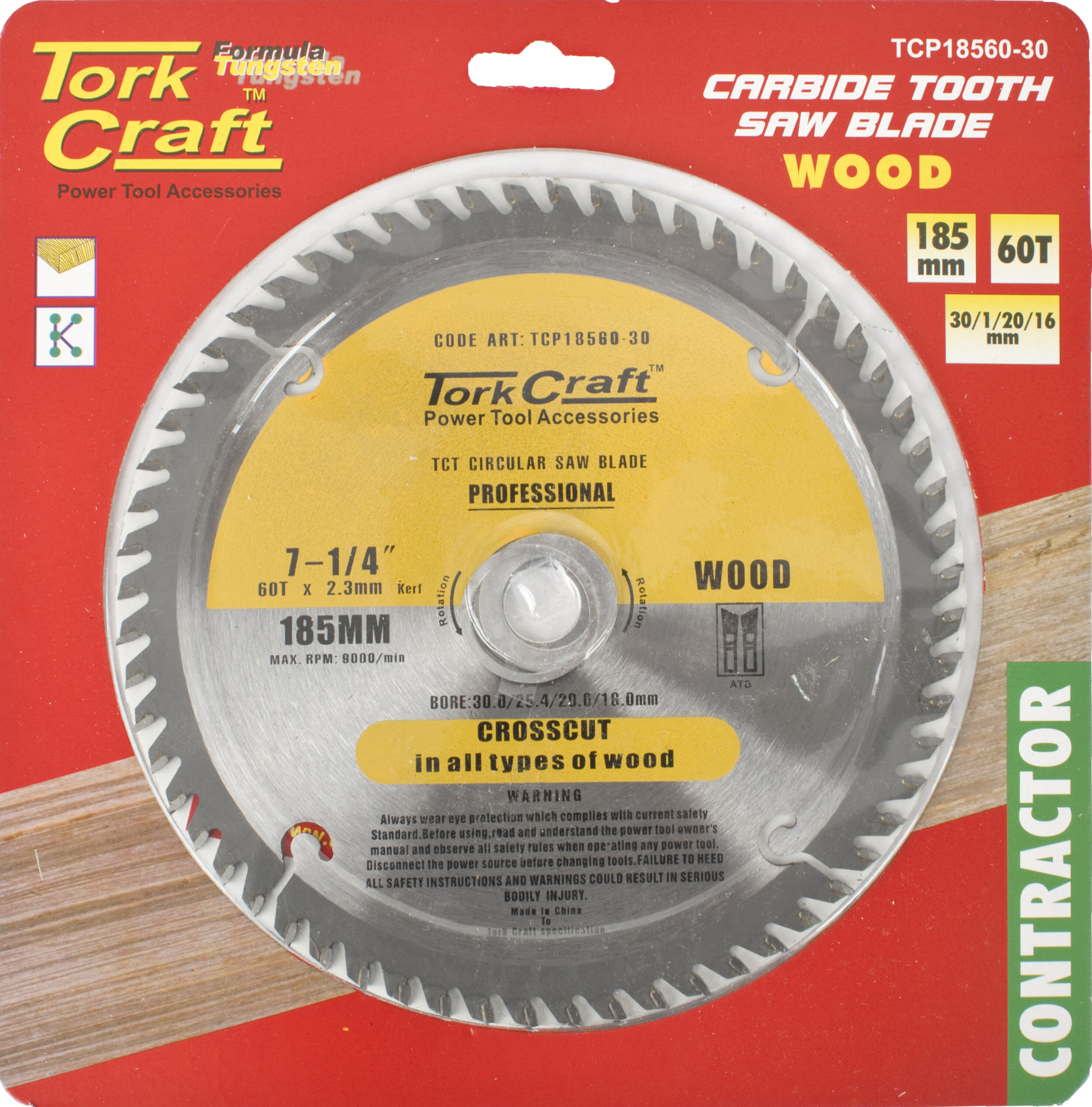 Tork Craft Blade Circular Saw TCT 185x 60T 30/20/16/1 Contr TCP18560-2