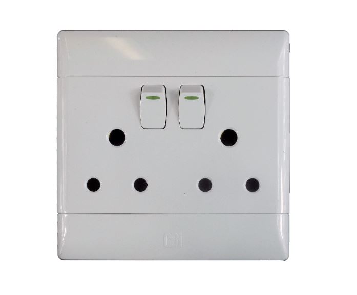 CBI Switch Socket & Plate Double 100x100mm PS675R-P