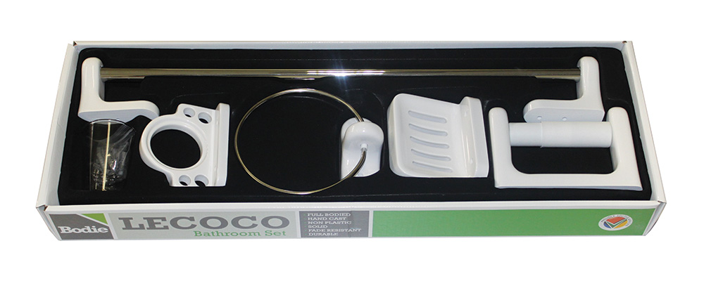 Bathroom Set 5Pce Beach White Lecoco