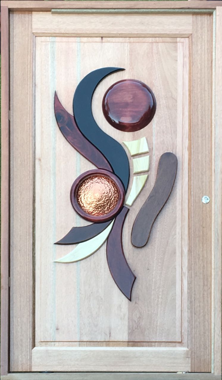 Door Hardwood Pivot 1200x2100 Copper Flower With Wood