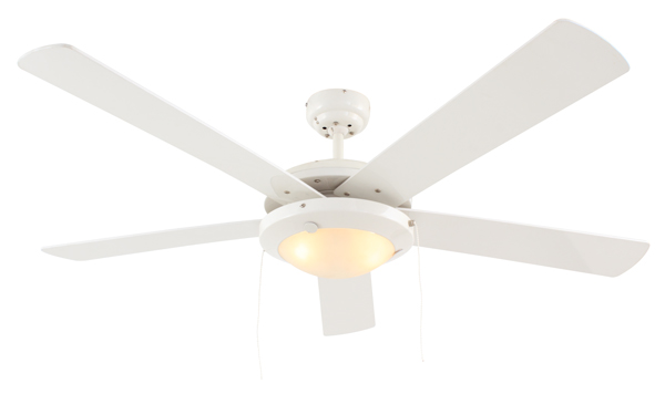 Ceiling Fan Comet 52in 1 Light 5 Blade White F4W