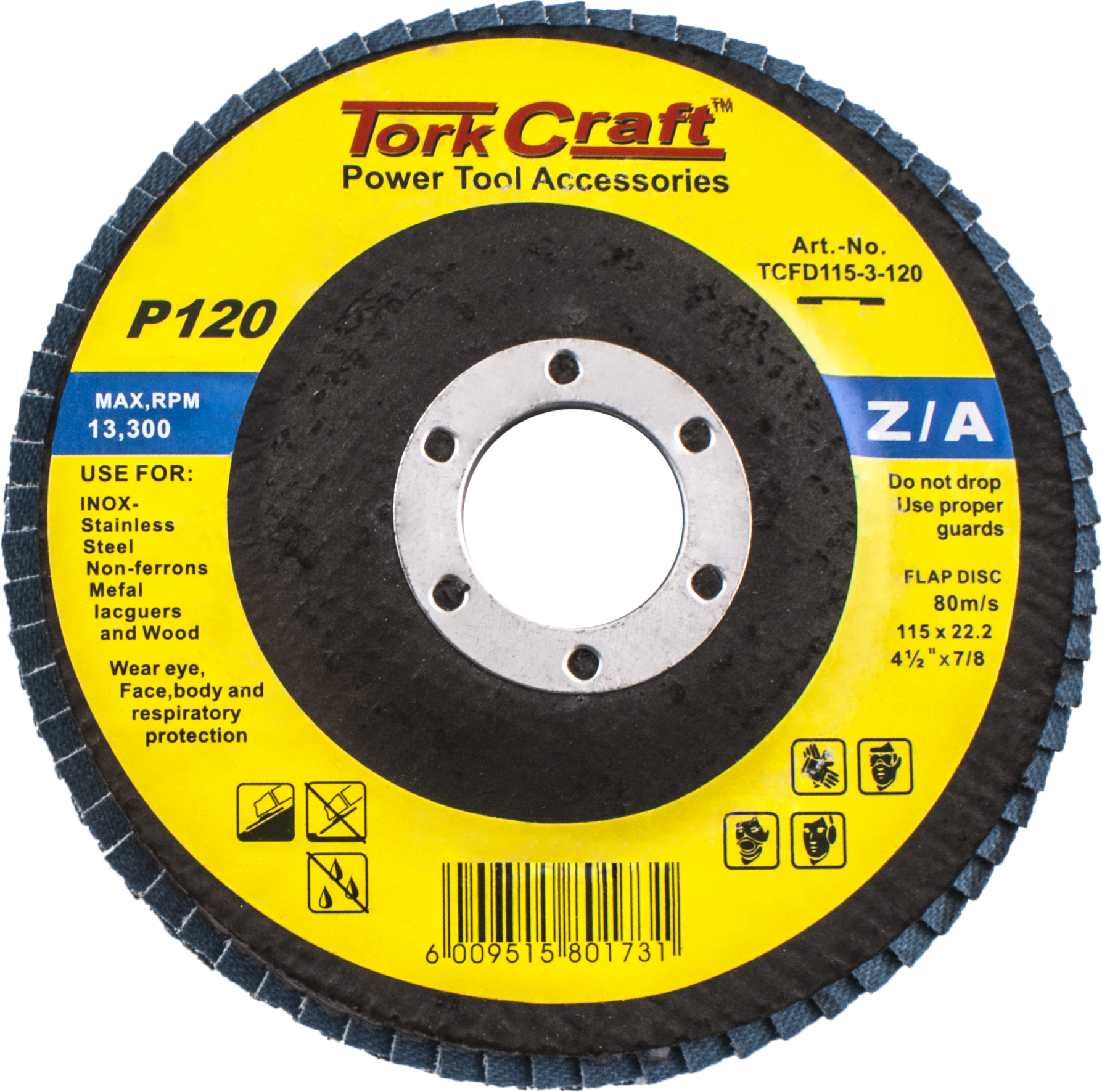 Tork Craft Flap Disc Zirconium 115mm Flat 120g TCFD115-3-120