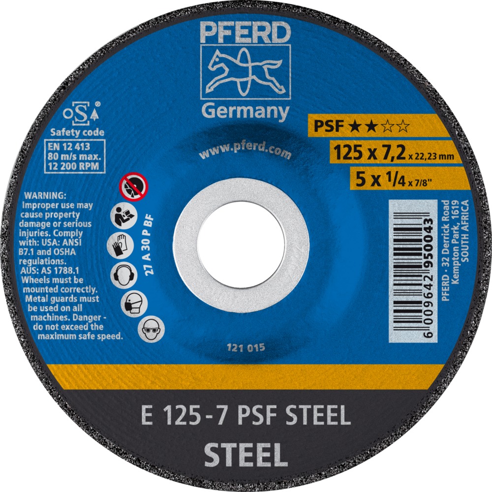 Pferd Grinding Disc Steel 125x6x22.23mm P30 Ps Forte