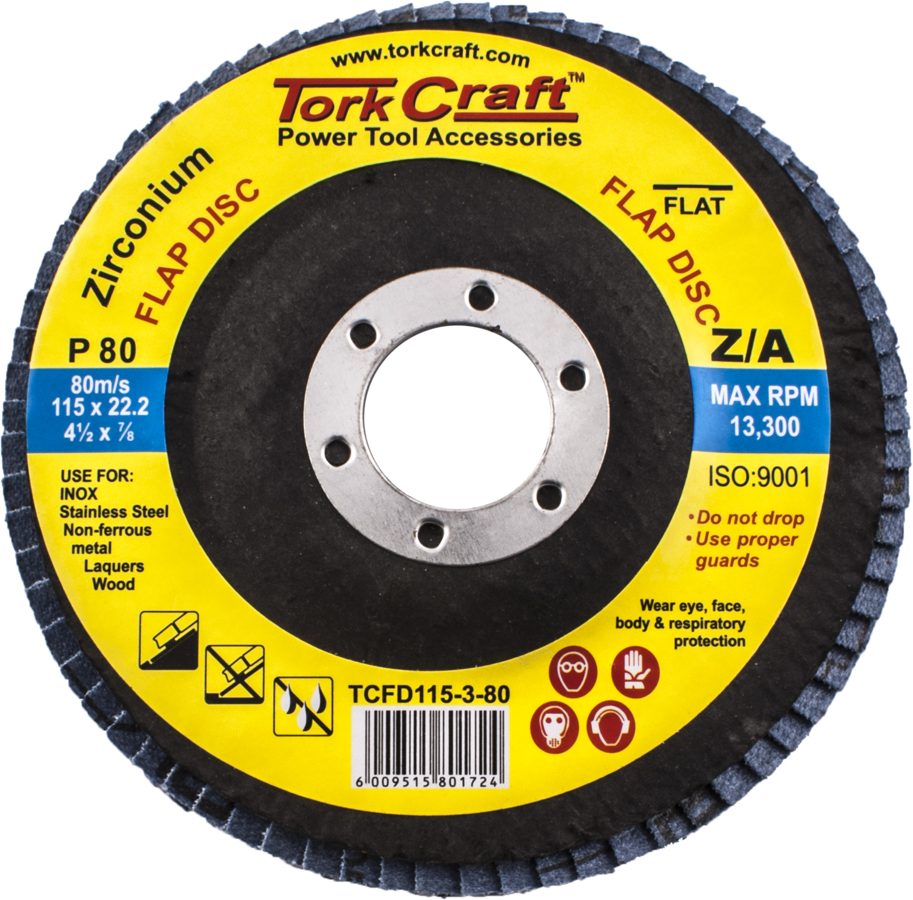 Tork Craft Flap Disc Zirconium 115mm Flat 80g TCF115-3-79