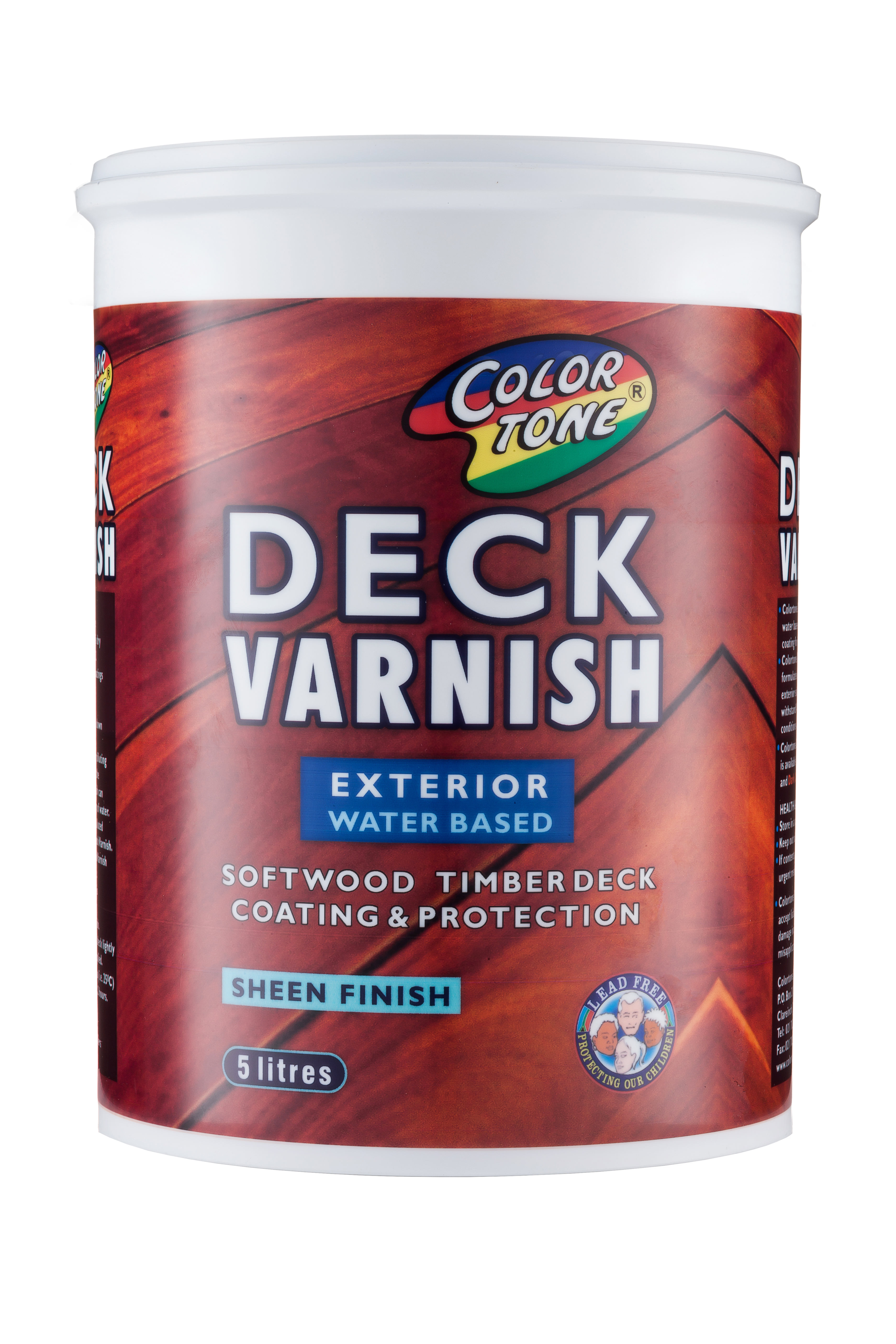 Colortone Deck Varnish Exterior Waterbased Mahogany 5l