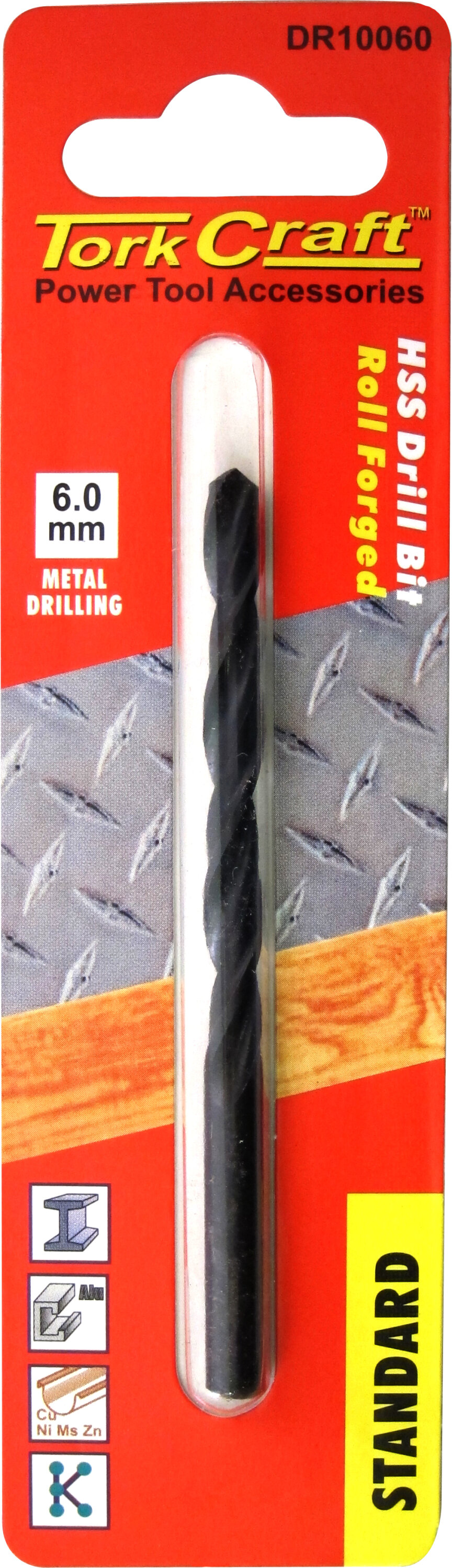 Tork Craft Drill Bit HSS Standard 6.0mm ( 1) Card DR10060