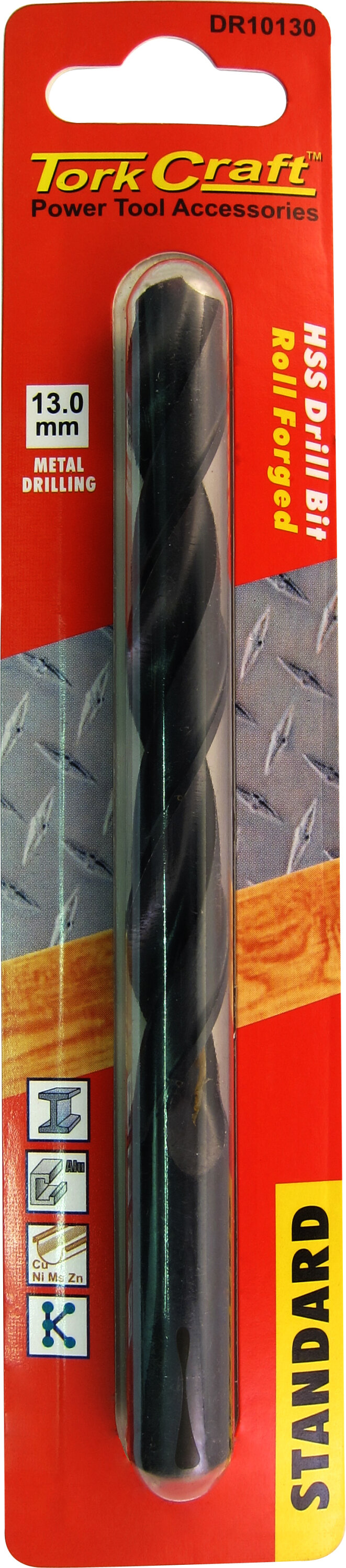 Tork Craft Drill Bit HSS Standard 13.0mm ( 1) Card DR10130
