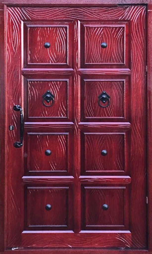 Door Hardwood Pivot 1200x2100 8 Panel Ruff Dark Red