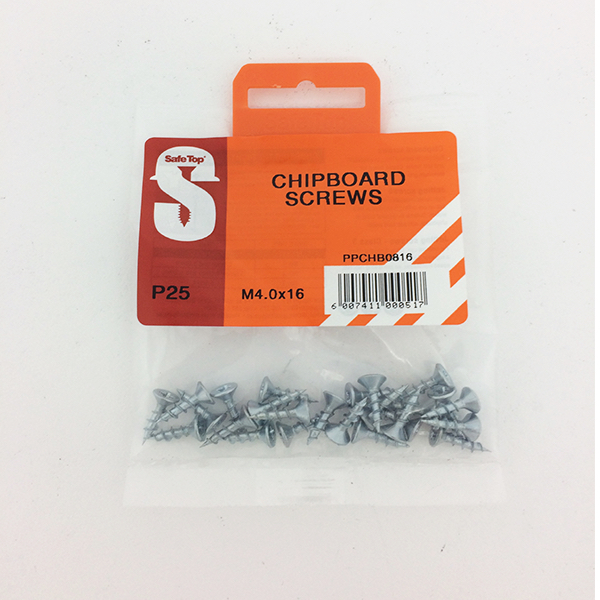 Safetop Chipboard Screw Pozi No.8 4.0x16mm (25)