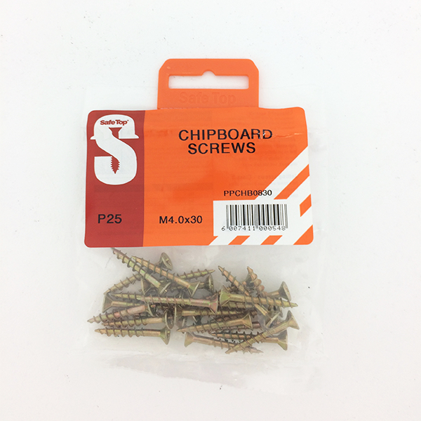 Safetop Chipboard Screw Pozi No.8 4.0x30mm (25)