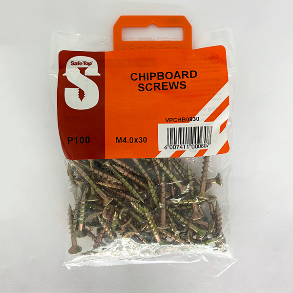 Safetop Screw Chipboard Pozi No. 8 4.0x 30mm ( 100)