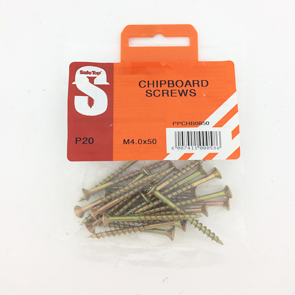 Safetop Screw Chipboard Pozi # 8  4.0x 50mm (  20)