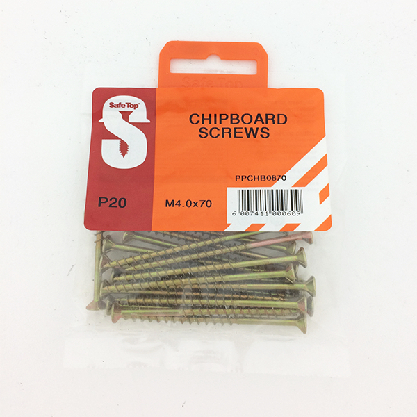 Safetop Chipboard Screw Pozi No.8 4.0x70mm (20)