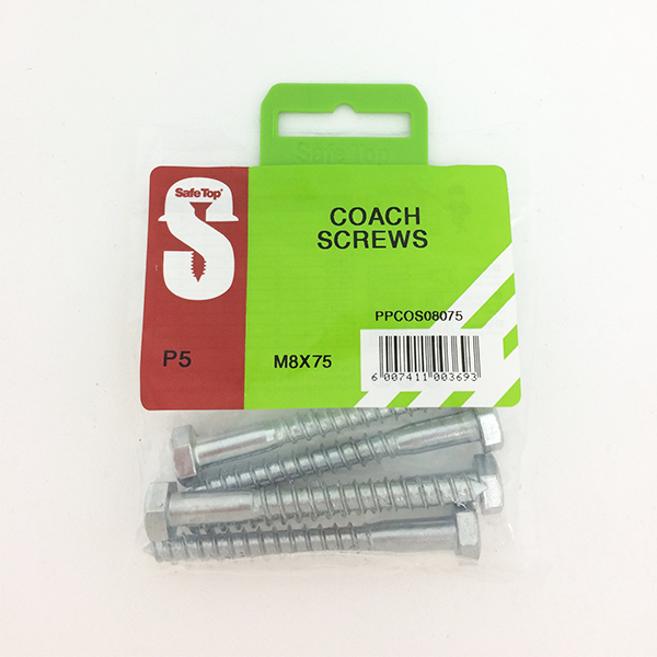Safetop Coach Screw  8x 75mm (5)
