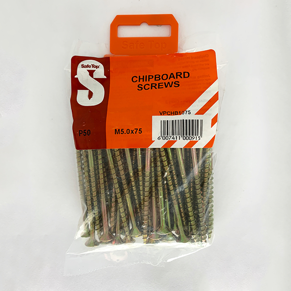 Safetop Screw Chipboard Pozi No. 10 5.0x 75mm ( 50)