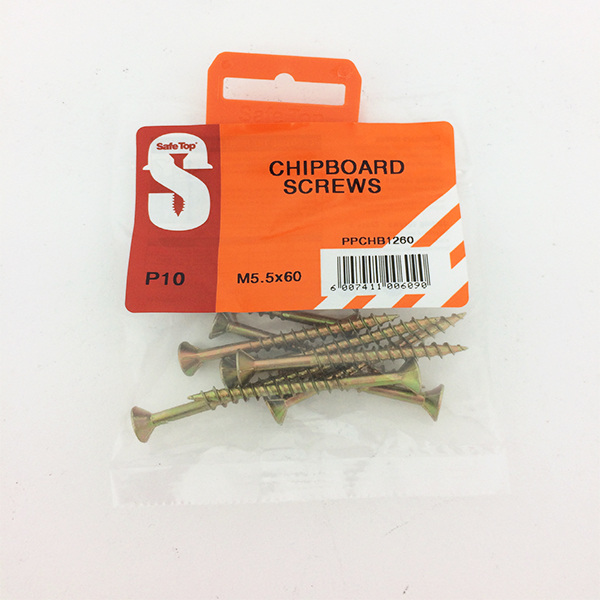 Safetop Screw Chipboard Pozi #12  6.0x 60mm (  10)