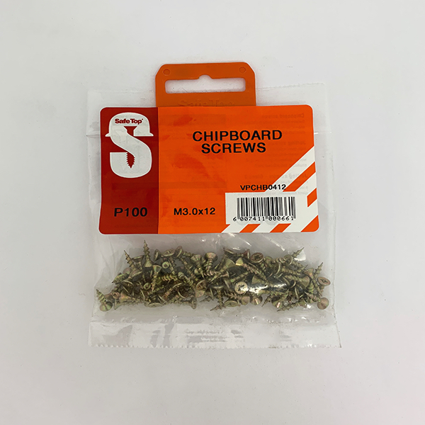 Safetop Chipboard Screw Pozi No.8 3.0x12mm (100)