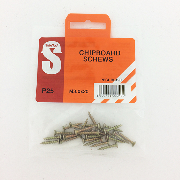 Safetop Chipboard Screw Pozi No.8 3.0x20mm (25)