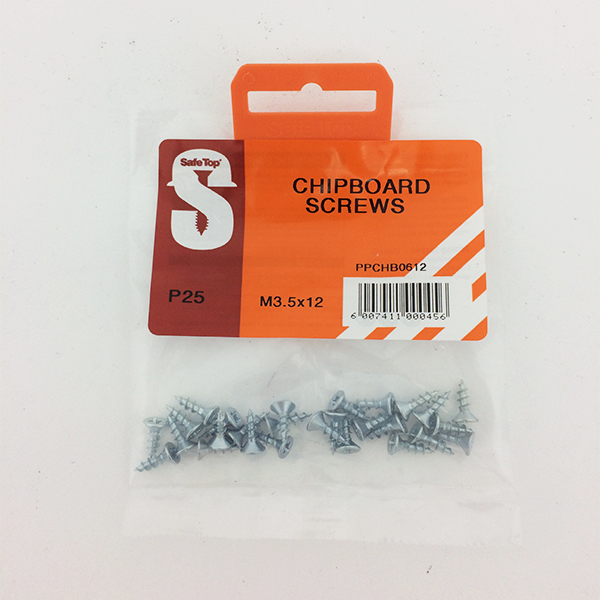 Safetop Chipboard Screw Pozi No.6 3.5x12mm (25)