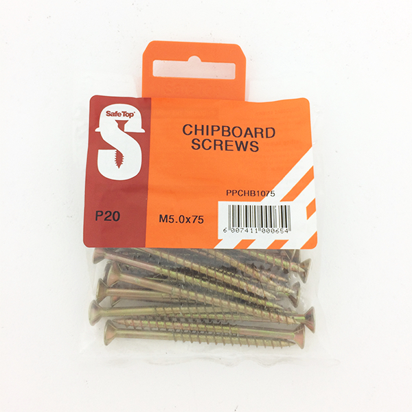 Safetop Screw Chipboard Pozi #10  5.0x 75mm (20)