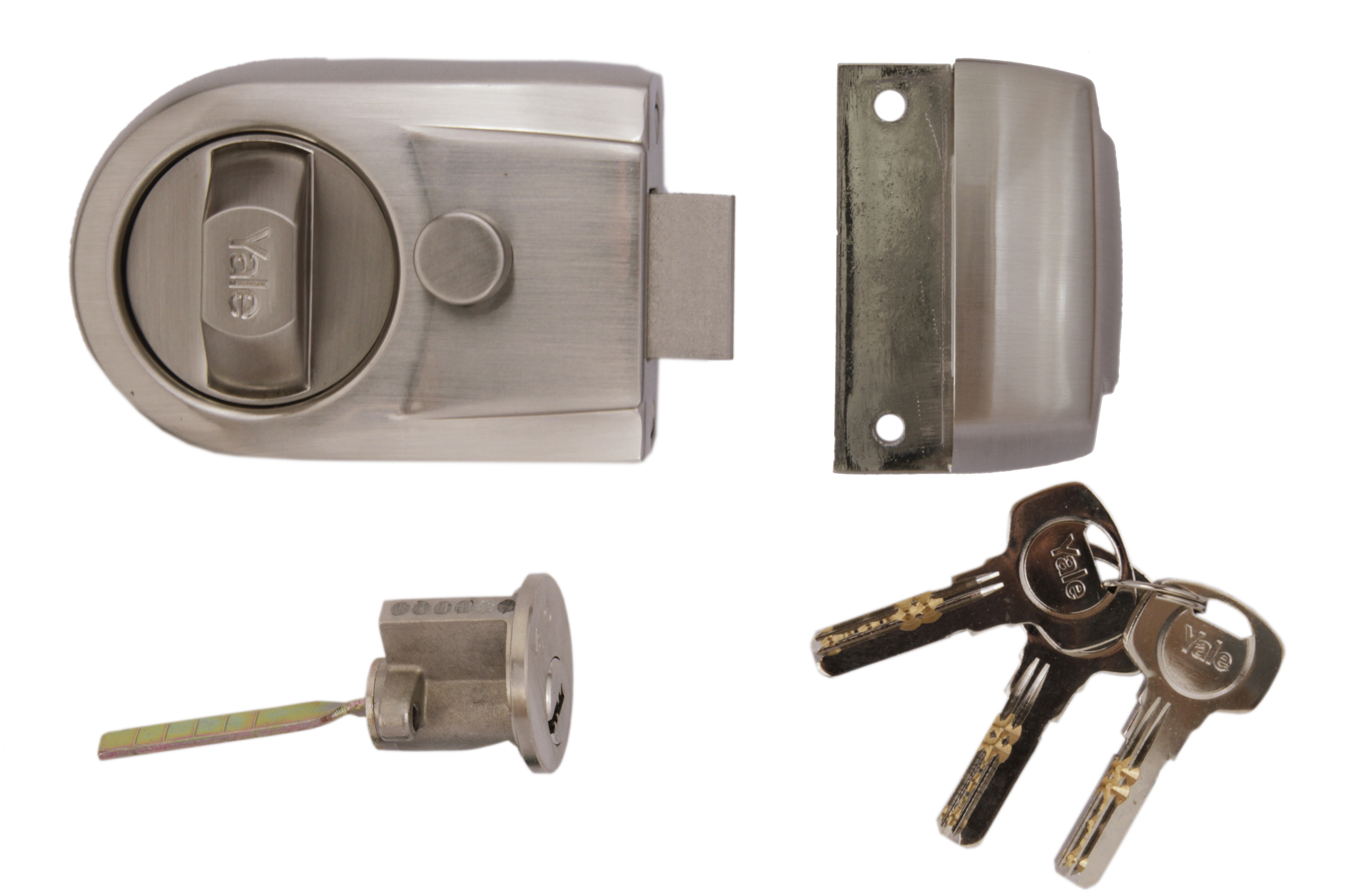 Night Latch Satin Nickel 3key 60mm Yale Y3 P-Y3-SN-SN-60SA