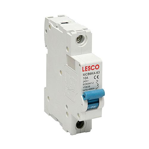 Lesco Circuit Breaker 10A 1Pole 3.0KA MCB3KA-63-10A/1P