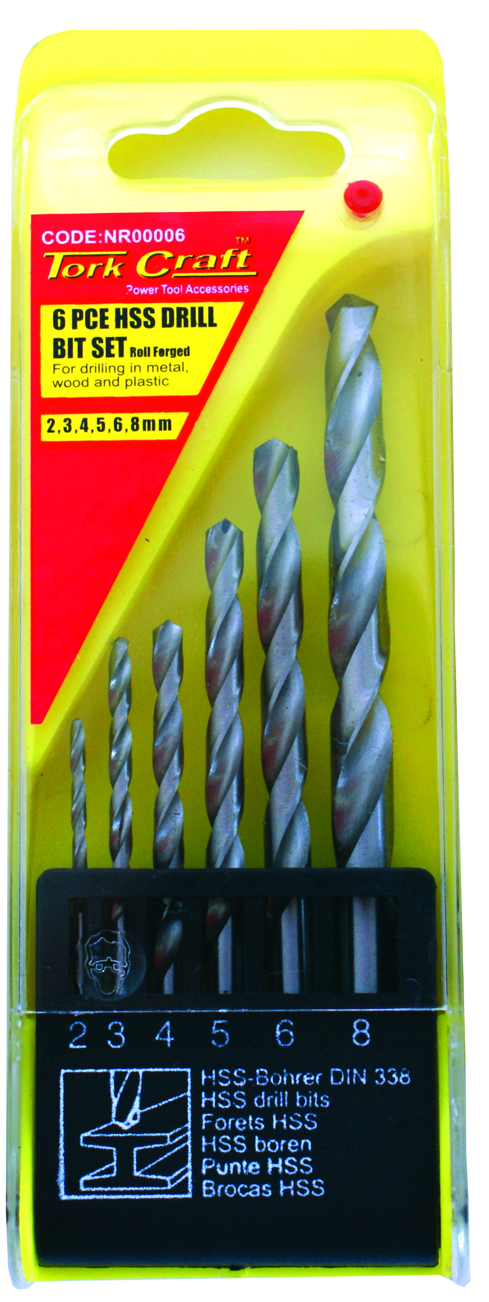 Tork Craft Drill Bit HSS Roll Forged Set 6pce 2-8mm NR00006