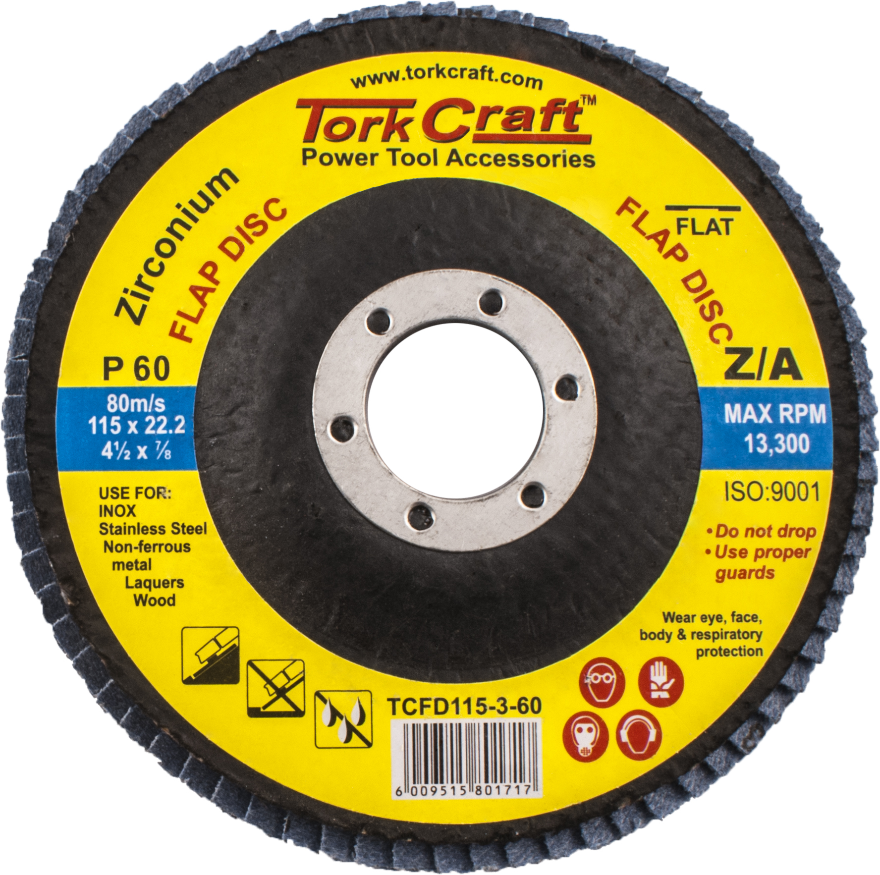 Tork Craft Flap Disc Zirconium 115mm Flat 60g TCF115-3-60