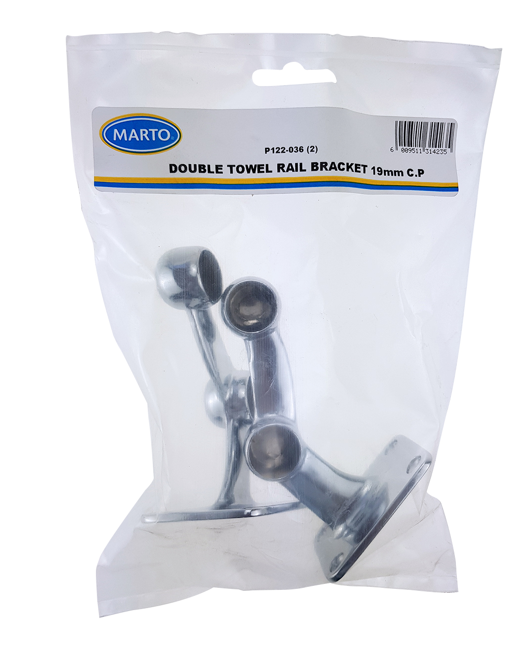 Bracket Towel Rail Double 19mm CP Halcast 122-036