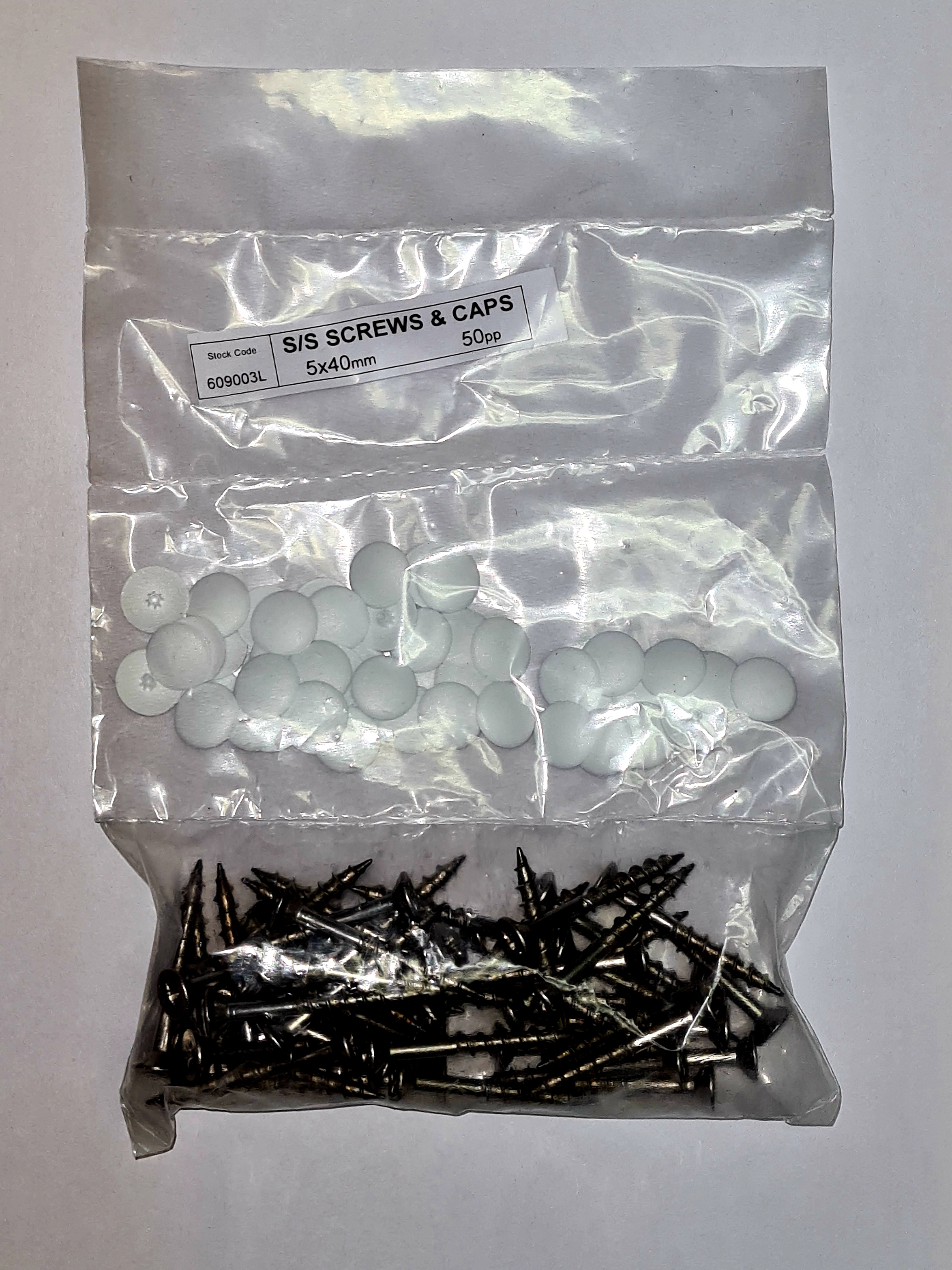 Screw Stainless Steel and Caps 5x40mm (50) SUREFIX 609003