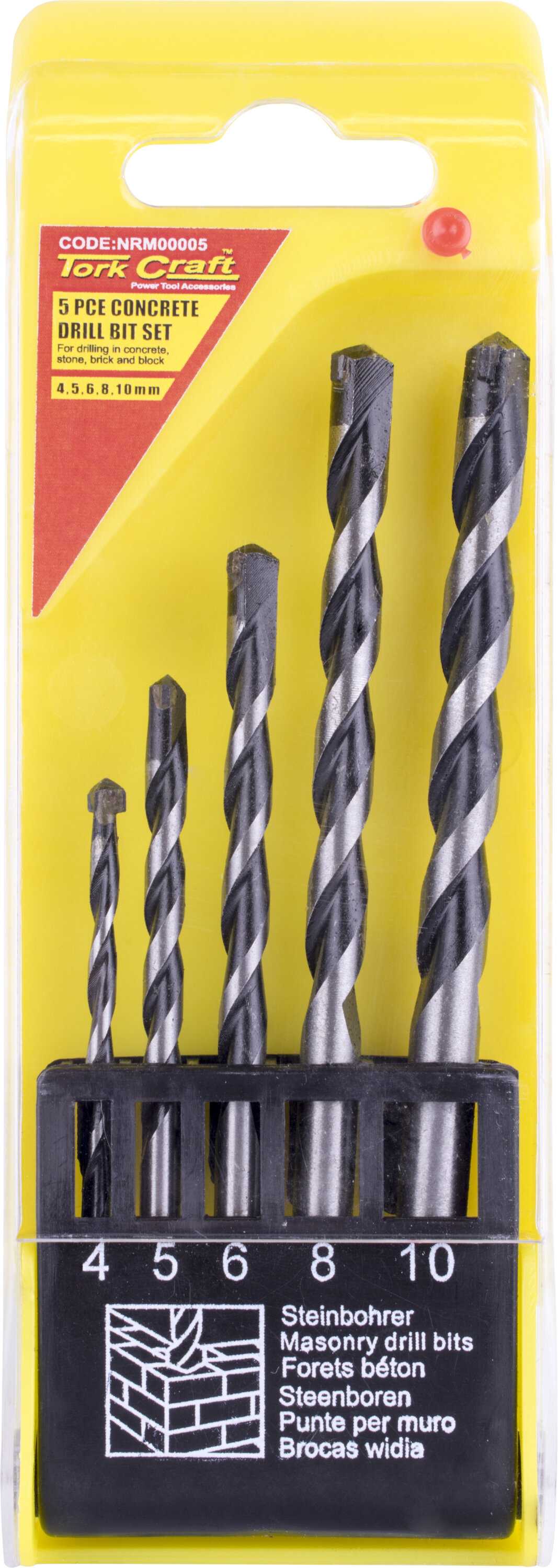 Masonry Drill Bit Set 5Pce 4-10mm Vermont NRM00005