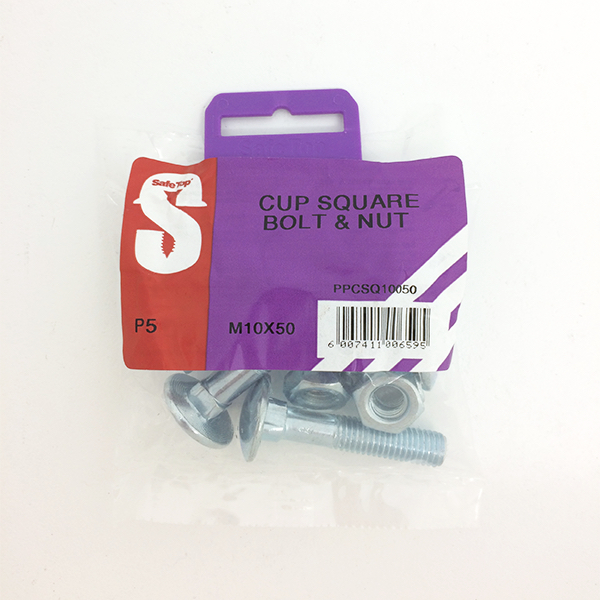 Safetop Cup Square Bolt & Nut 10x 50mm ( 5) PPCSQ10051