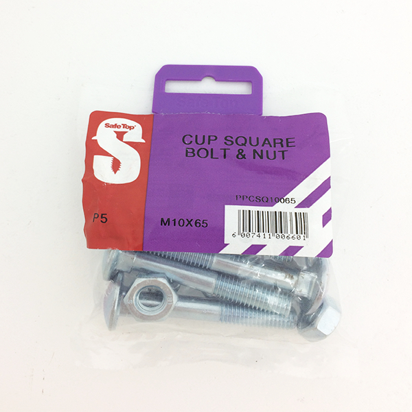Safetop Cup Square Bolt & Nut 10x 65mm ( 5) PPCSQ10066