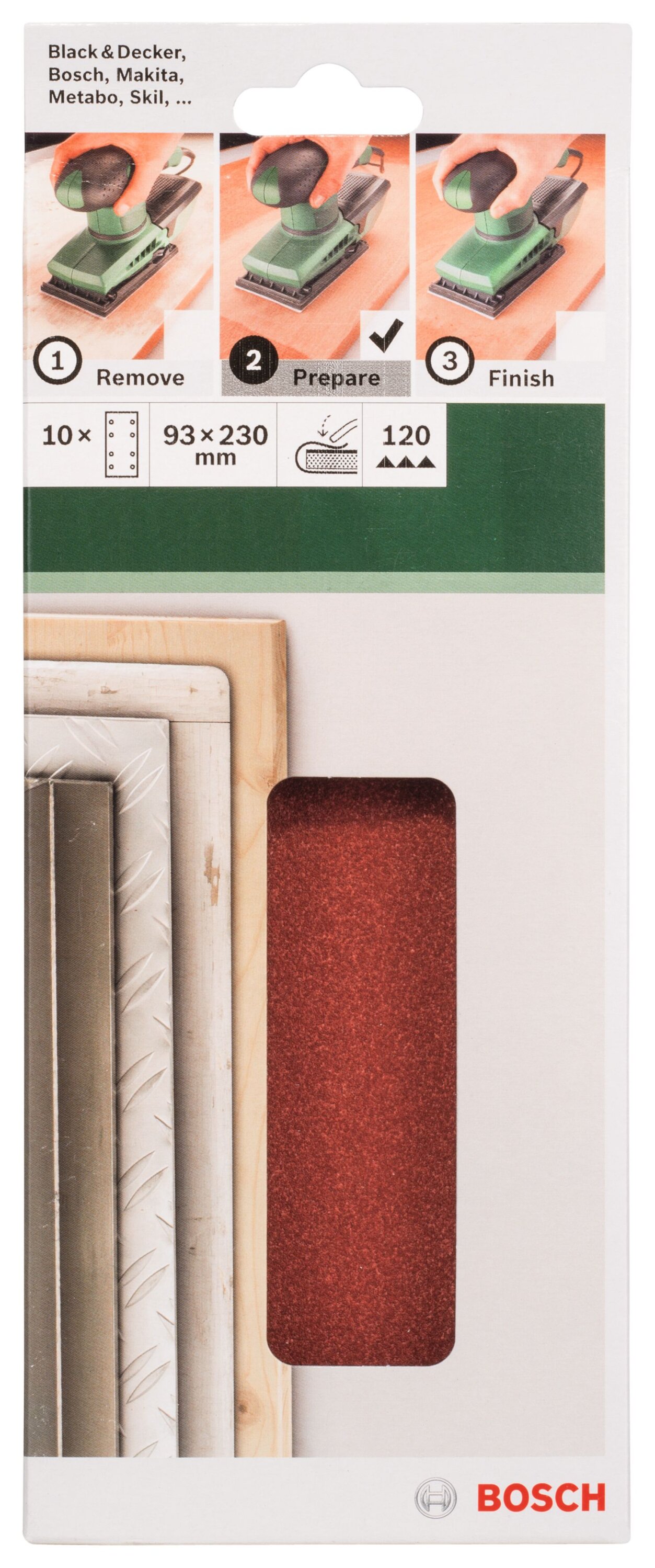 Bosch Sanding Sheet 93x230mm P120 (10) Clamp 8Holes 2609256A97