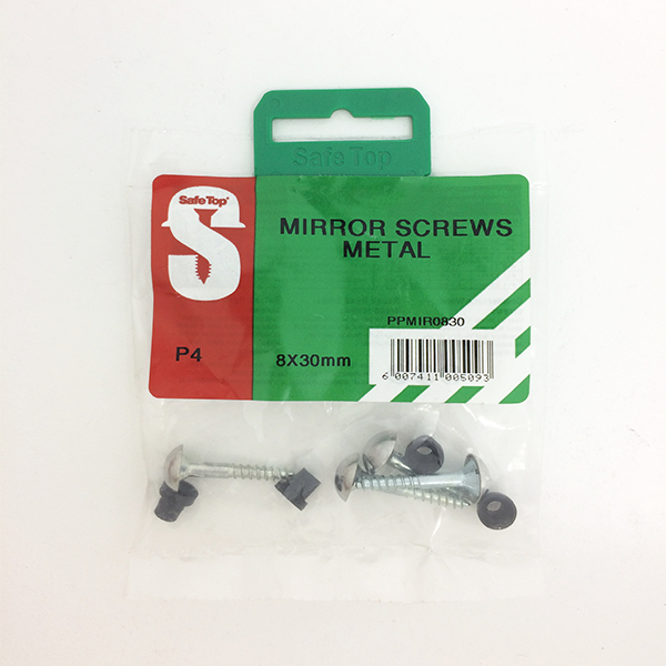 Safetop Mirror Screw 8x30mm Metal Cap ( 4) PPMIR0830