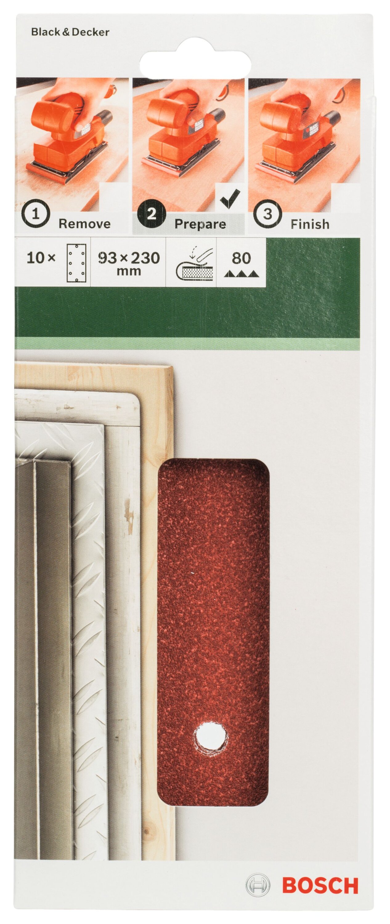 Bosch Sanding Sheet 93x230mm P 80 (10) AEG/BD 8Holes 2609256B03
