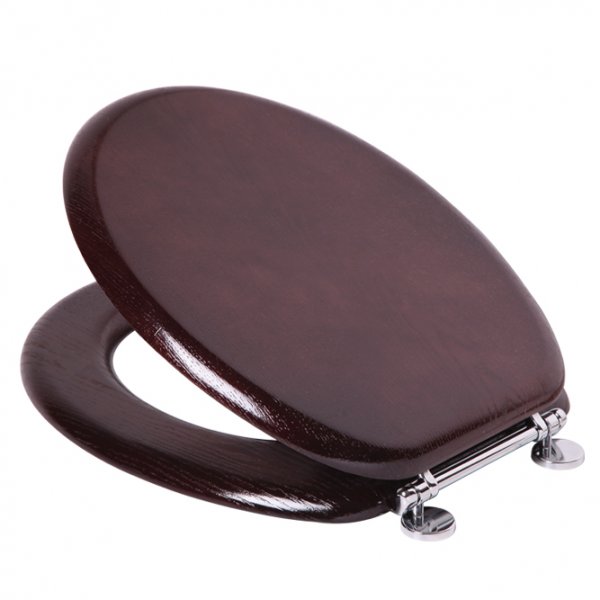 Toilet Seat MDF Chrome Hinge Mahogany 203624