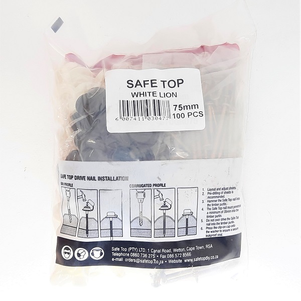 Safetop Screw Roof 75mm White Lion ( 100)