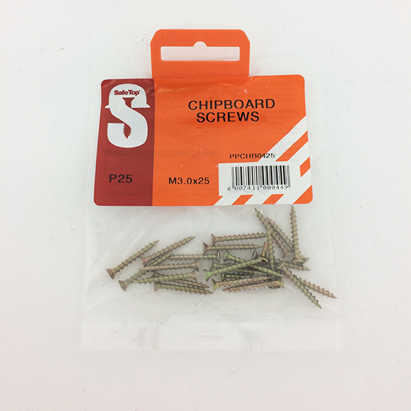 Safetop Chipboard Screw Pozi No.6 3.0x25mm (25)