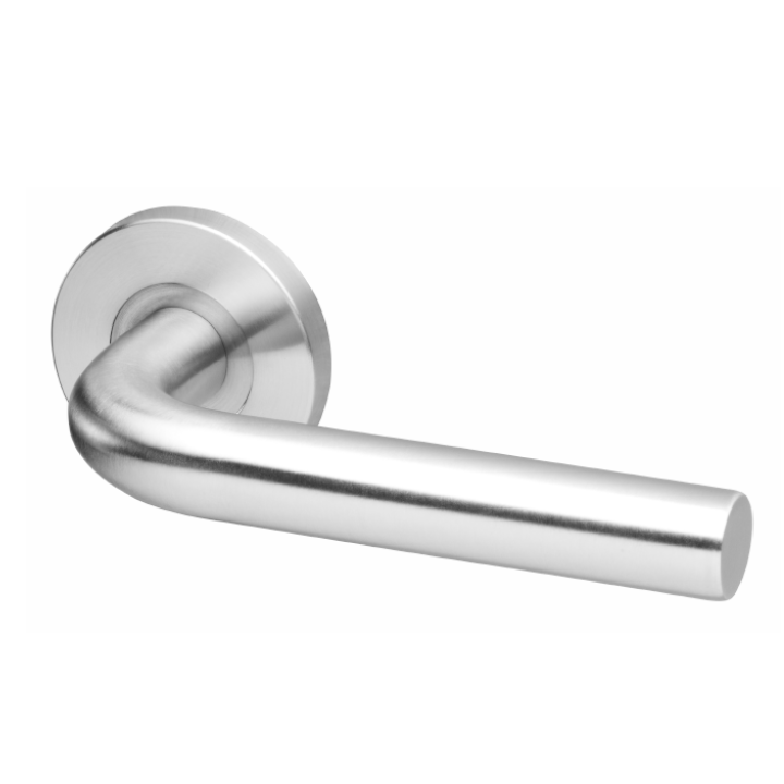 Lever Handle On Rose 19mm c/w Cylinder Escutcheons SS Oslo