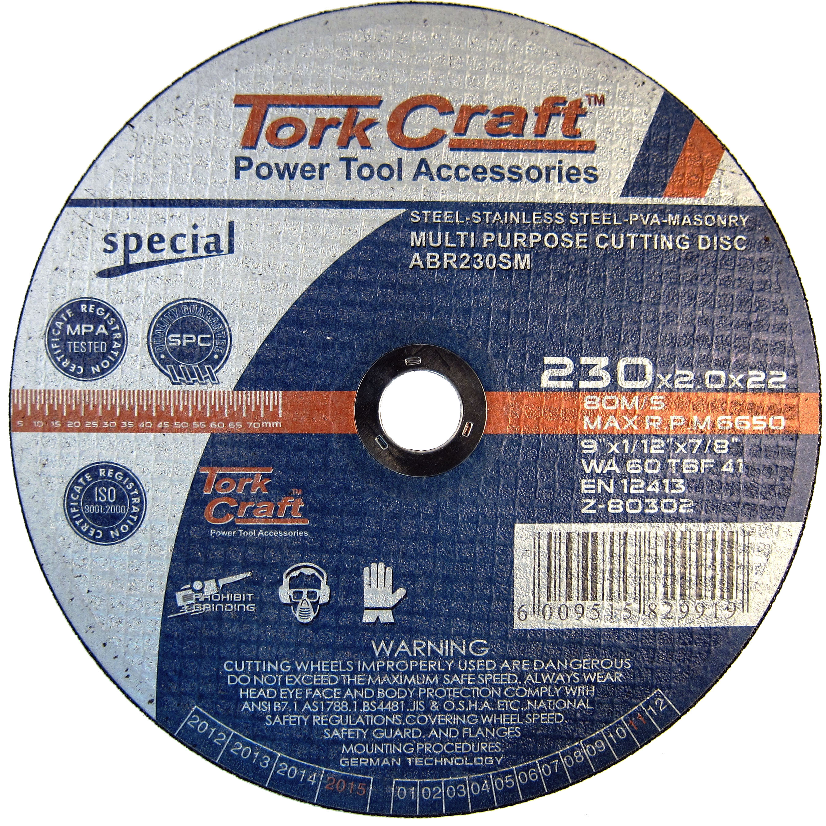 Tork Craft Cutting Disc Steel & S/Steel 230x 2.0x 22.2mm ABR230SM