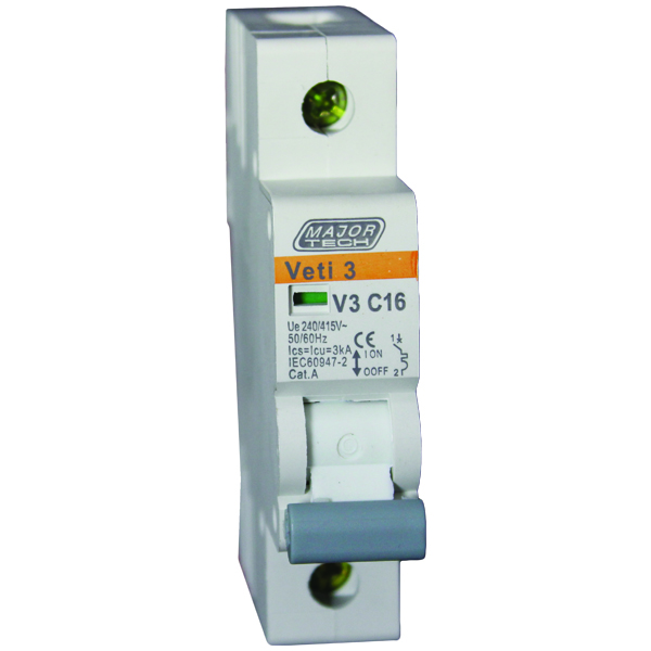 Veti2 Circuit Breaker 16A 1Pole 3.0KA MCB V3C1P17