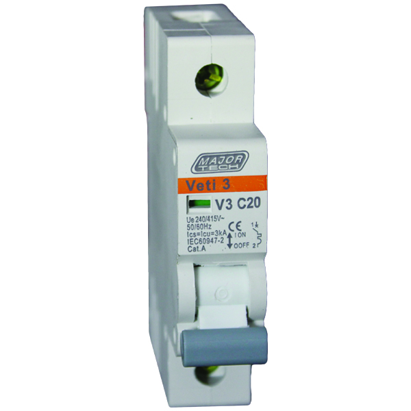 Veti3 Circuit Breaker 20A 1 Pole 3.0KA MCB V3C1P21