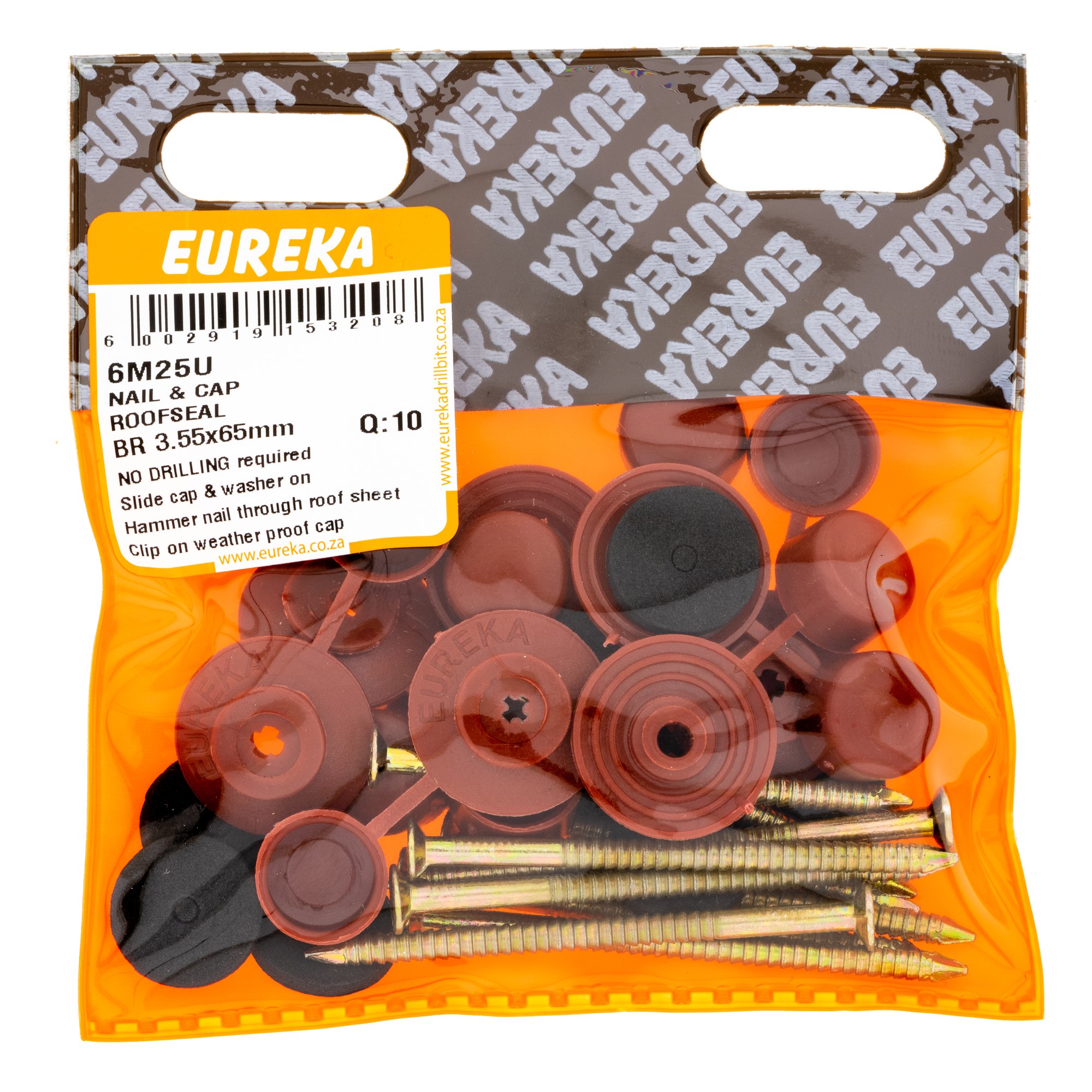 Eureka Nail & Cap Roofseal Br 3.55x65mm (10) 6M25U