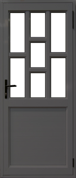 Door & Frame Aluminium Horiz Bottom Brick Top 900x2100 LH Charcoal
