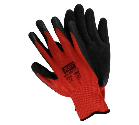 Safety Glove Red/Black Crinkle Palm Size10