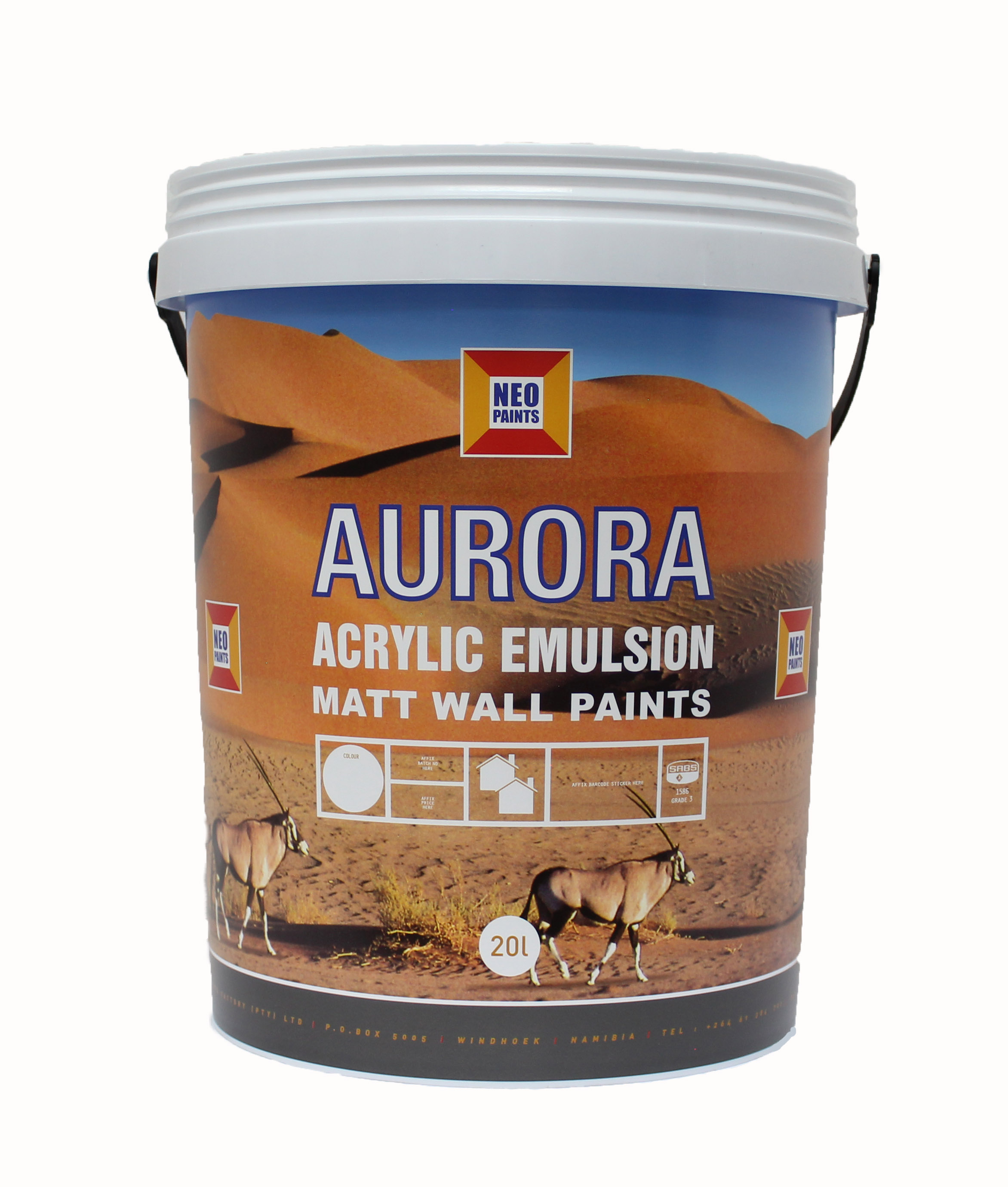 Neo Acrylic Water-Based Paint Matt Pale Grey 104 Aurora 20l AE2005