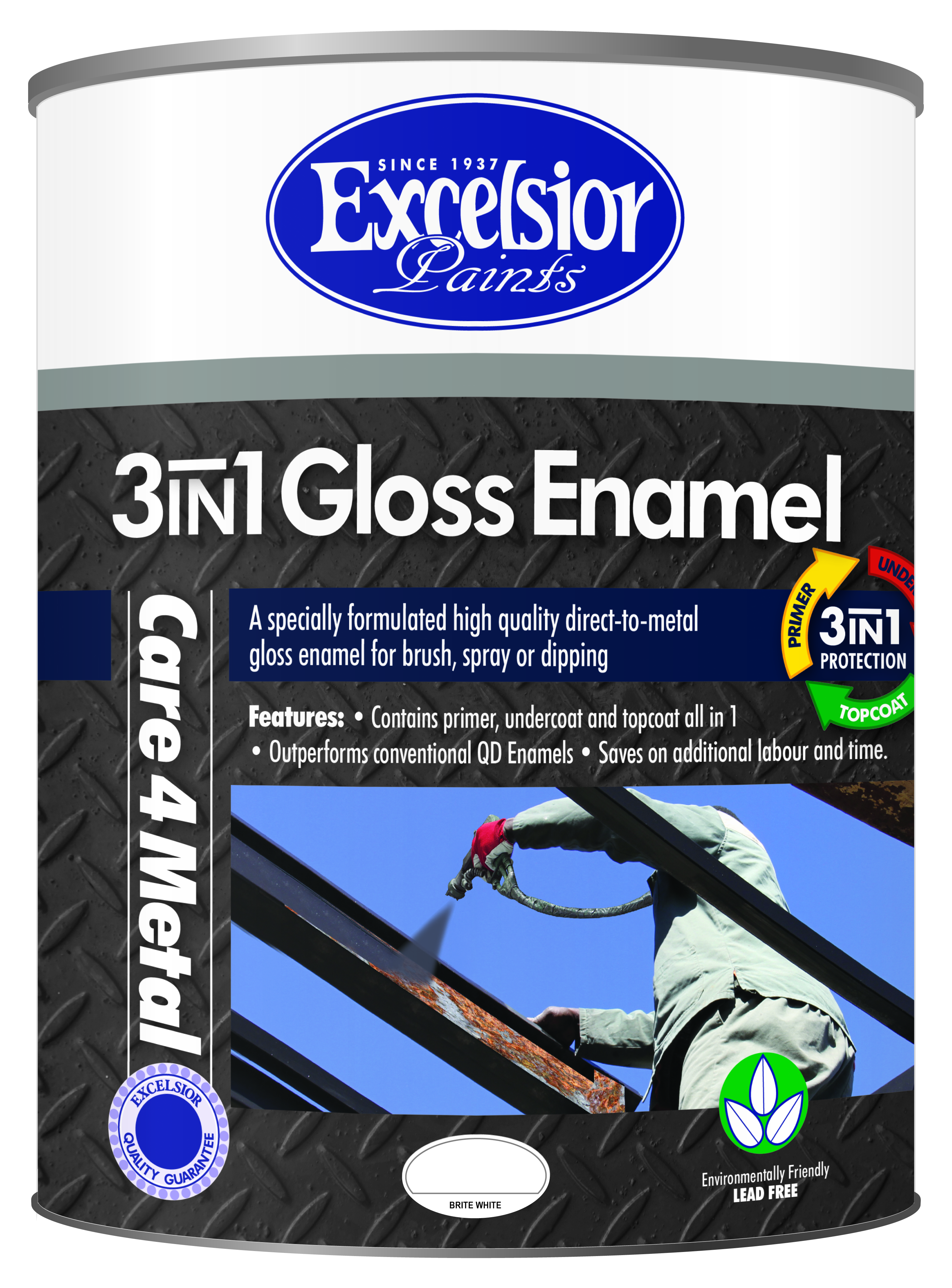 Gloss Enamel QD 3in1  Bright Aluminium 1l